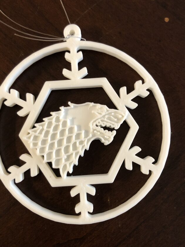 Game of Thrones inspired House Stark Christmas Ornament