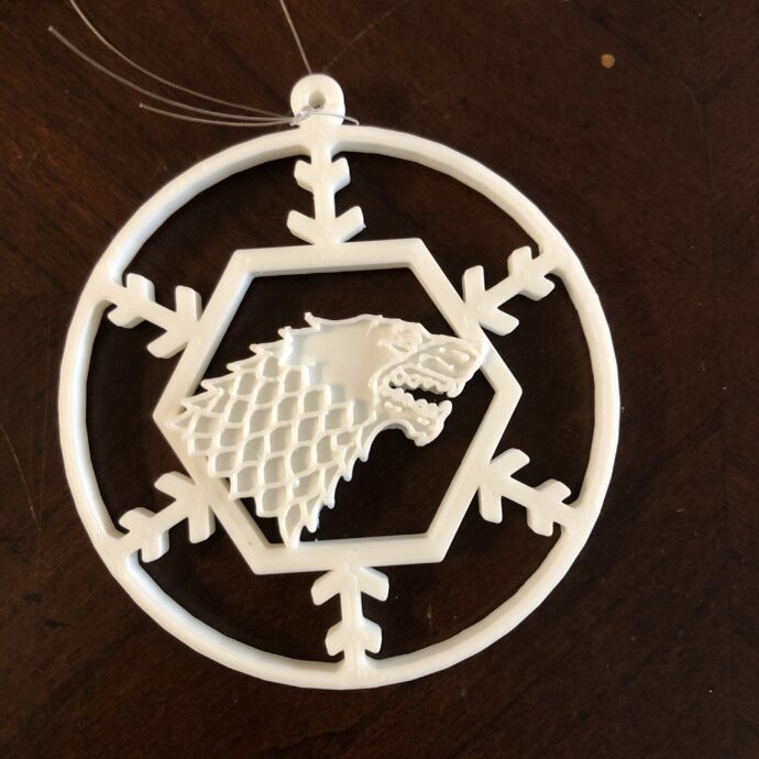 Game of Thrones inspired House Stark Christmas Ornament
