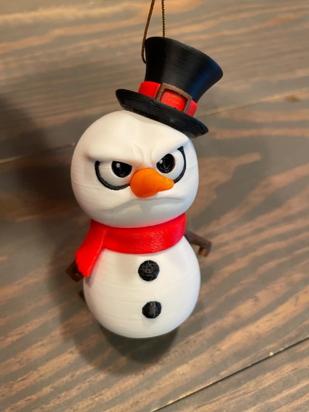 Frosty the Unhappy Snowman Ornament
